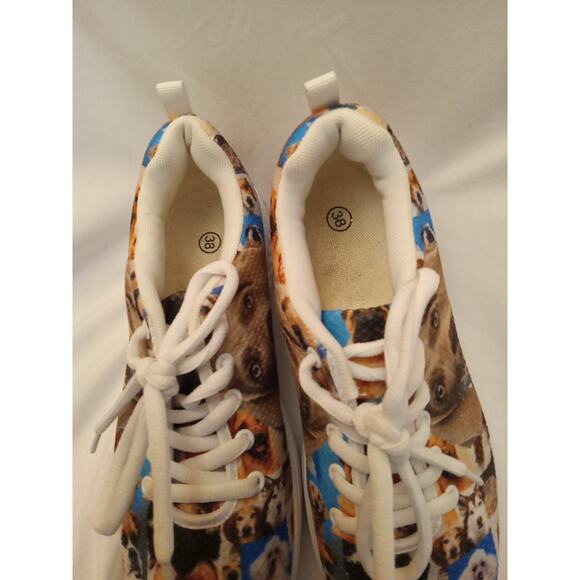 Dog Breeds Shoes Women' Size 38 Multi Color White Dog Lover Poodle Pug Lab - Picture 3 of 9